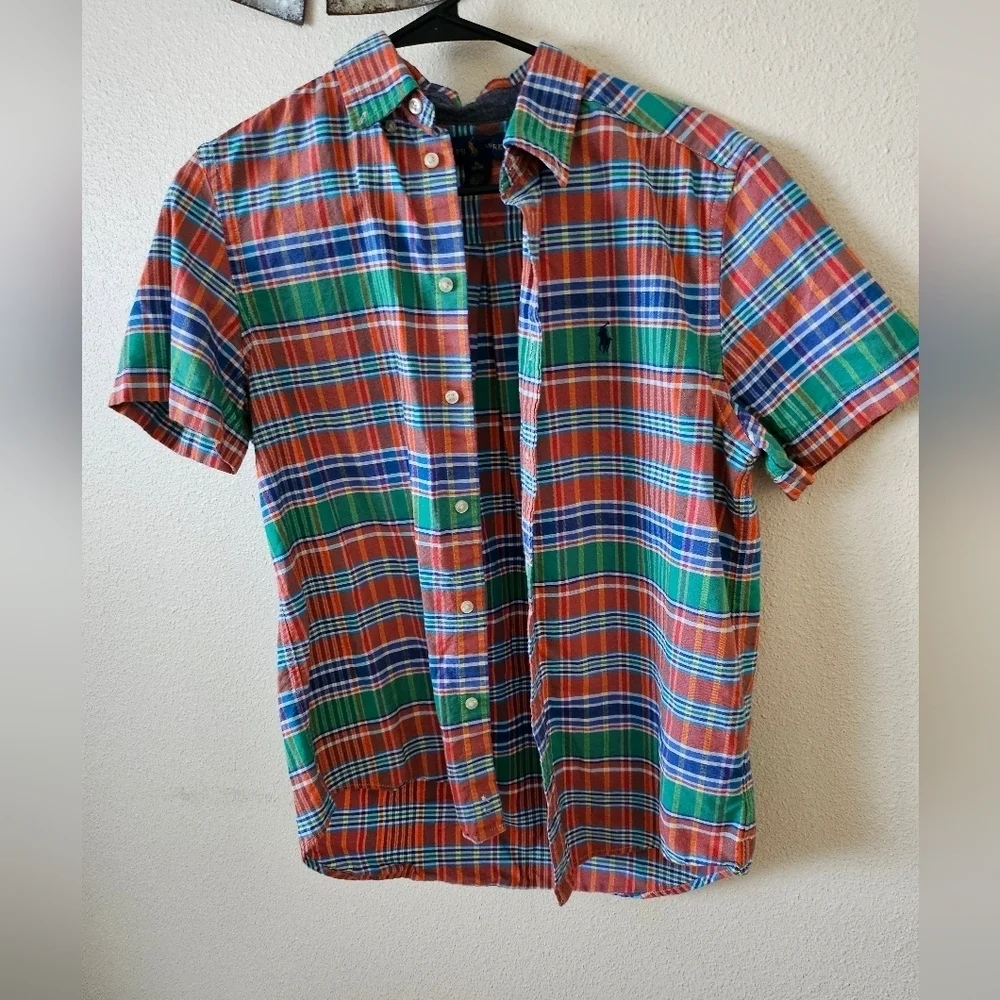 Ralpg Layren Colorful Plaid Youth Shirt Size Large..